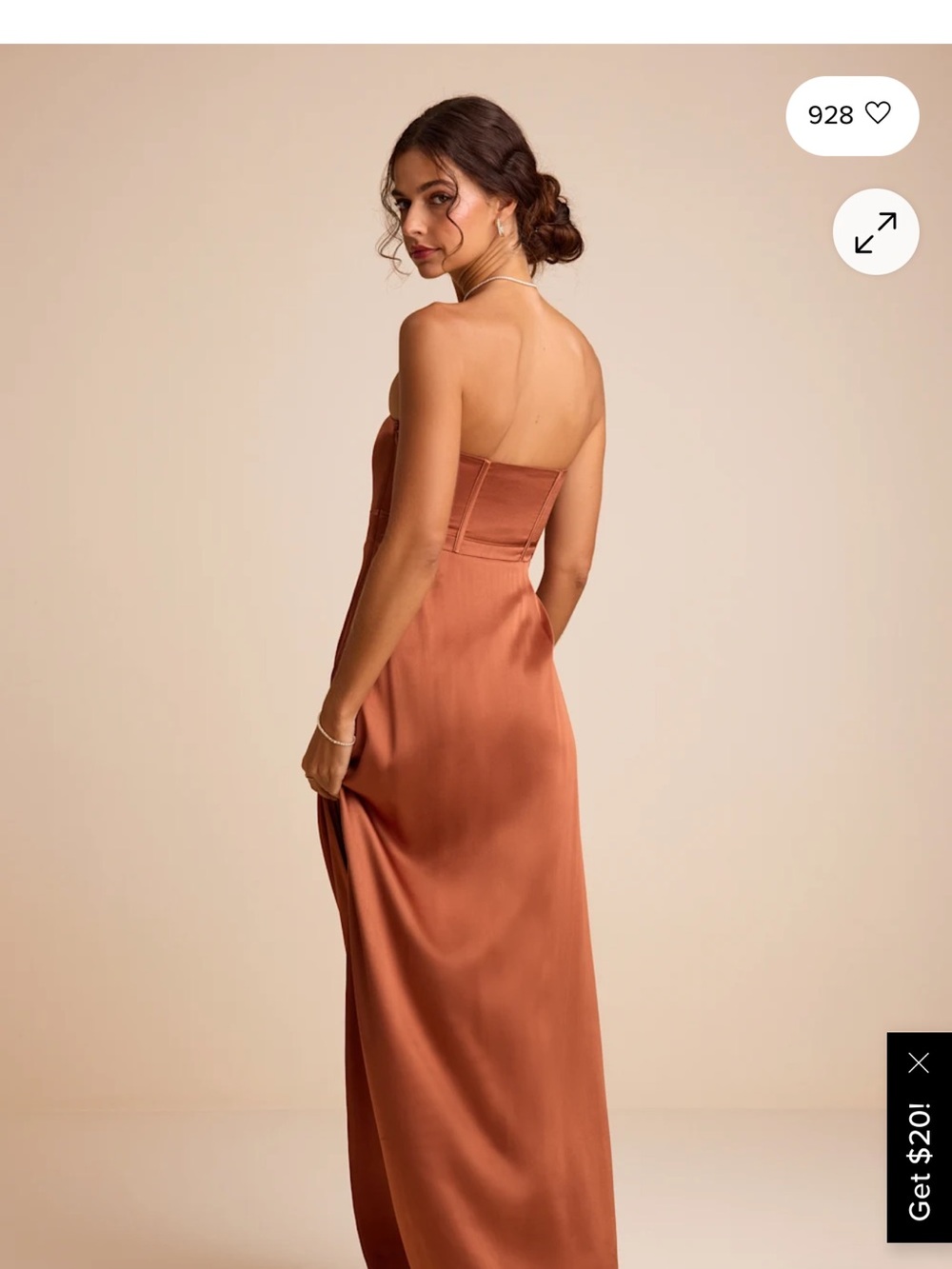 Lulu's Strapless Rust-Brown Corset Maxi Dress - Picture 2 of 2
